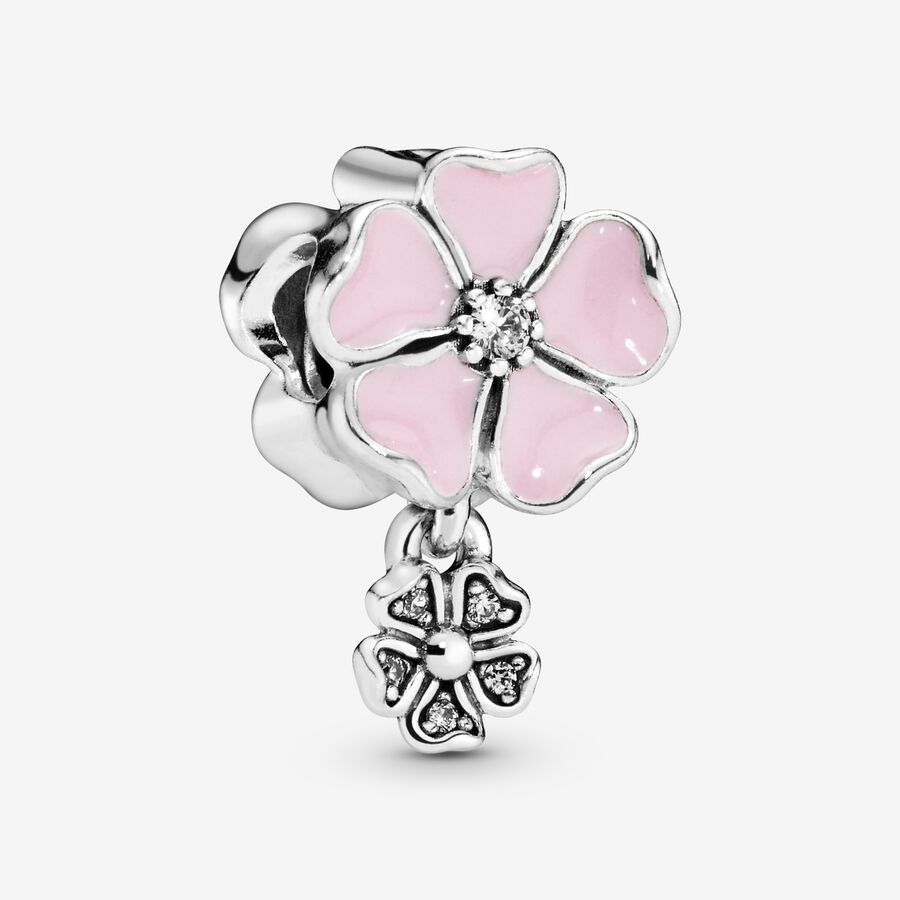 Dangling Pink Cherry Blossom Flower Charm image number 0