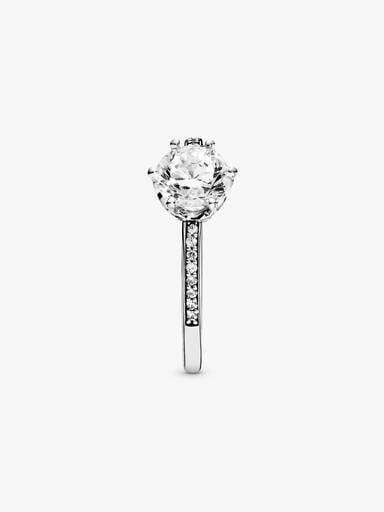 Clear Sparkling Crown Solitaire Ring
