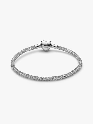 Heart Clasp Sparkling Mesh Bracelet
