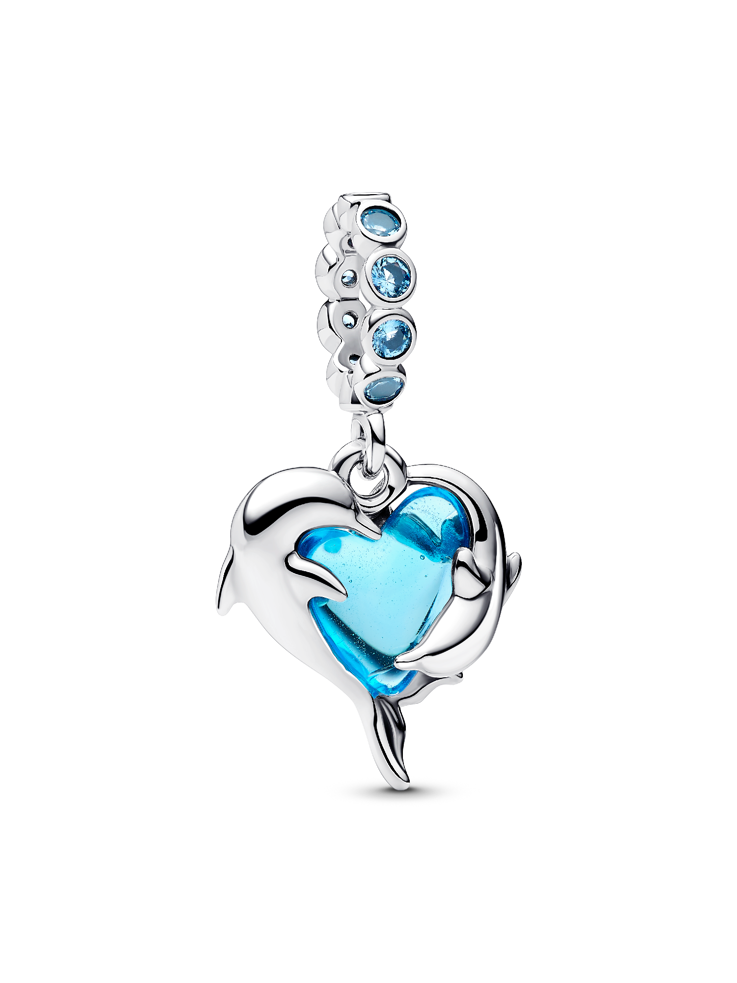 Blue Murano Glass Dolphins Dangle Charm | Sterling silver | Pandora SG