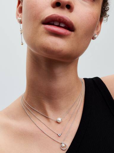 Treated Freshwater Cultured Pearl & Pavé Collier Necklace