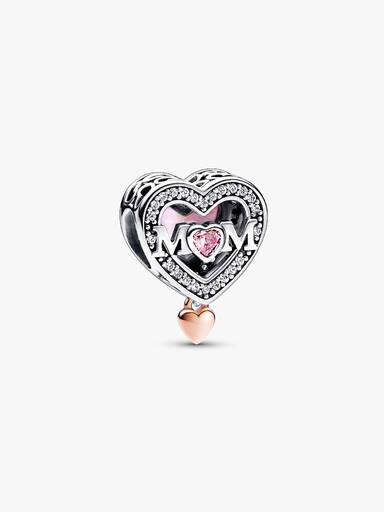 Two-tone Openwork Mum & Heart Charm