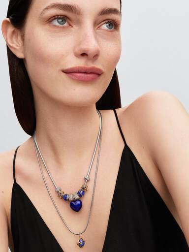 Blue Puffy Heart Dangle Charm