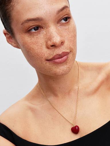 Red Puffy Heart Dangle Charm
