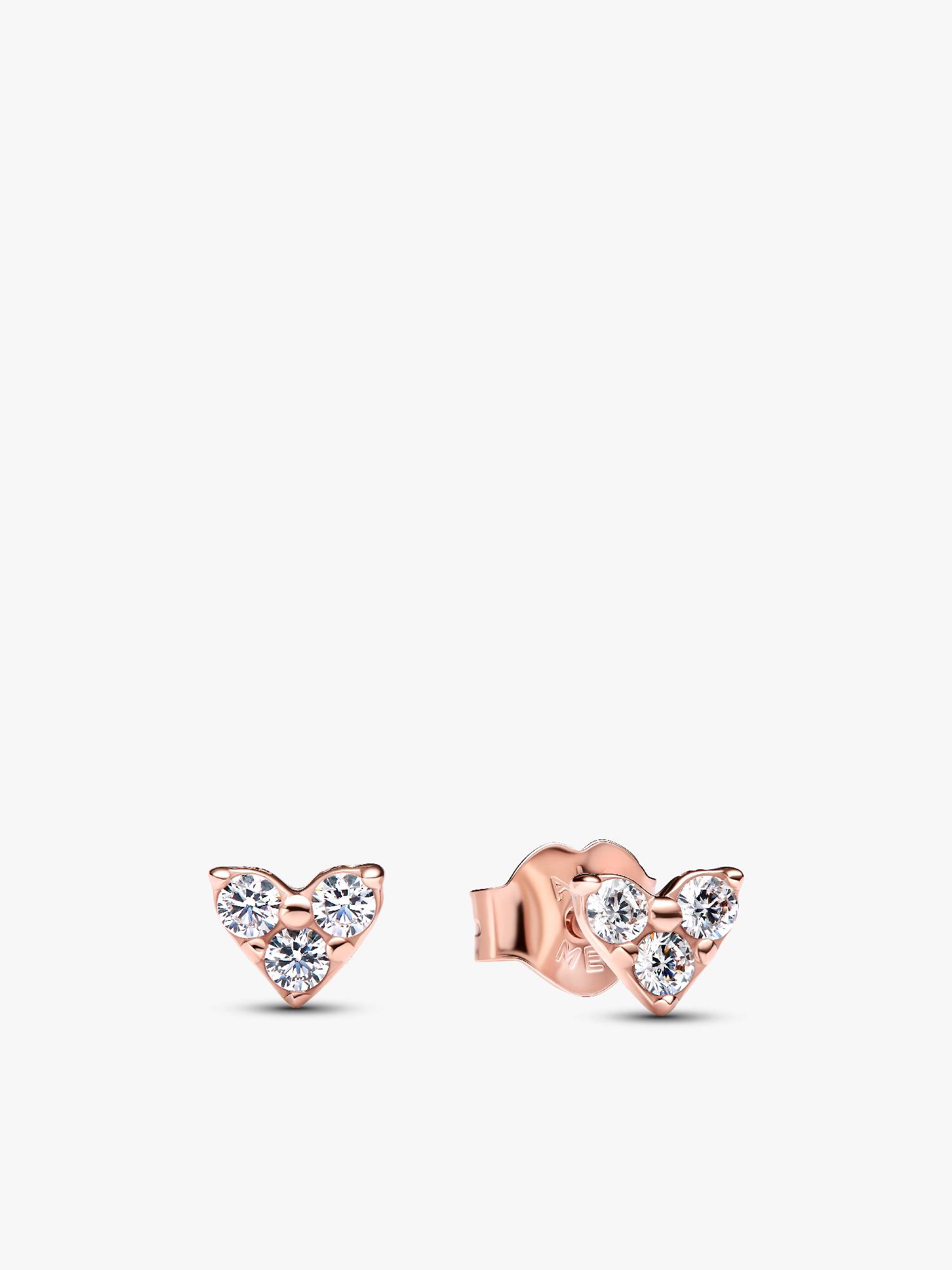 Triple Stone Heart Stud Earrings