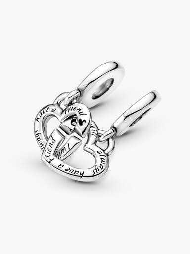 Linked Sister Hearts Split Dangle Charm