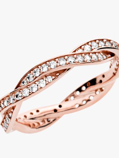 Pandora Rose Sparkling Twisted Lines Ring