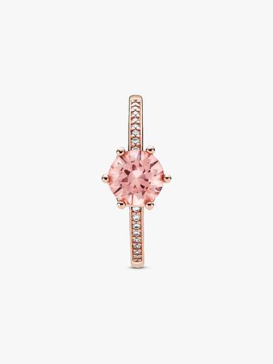 Pink Sparkling Crown Solitaire Ring