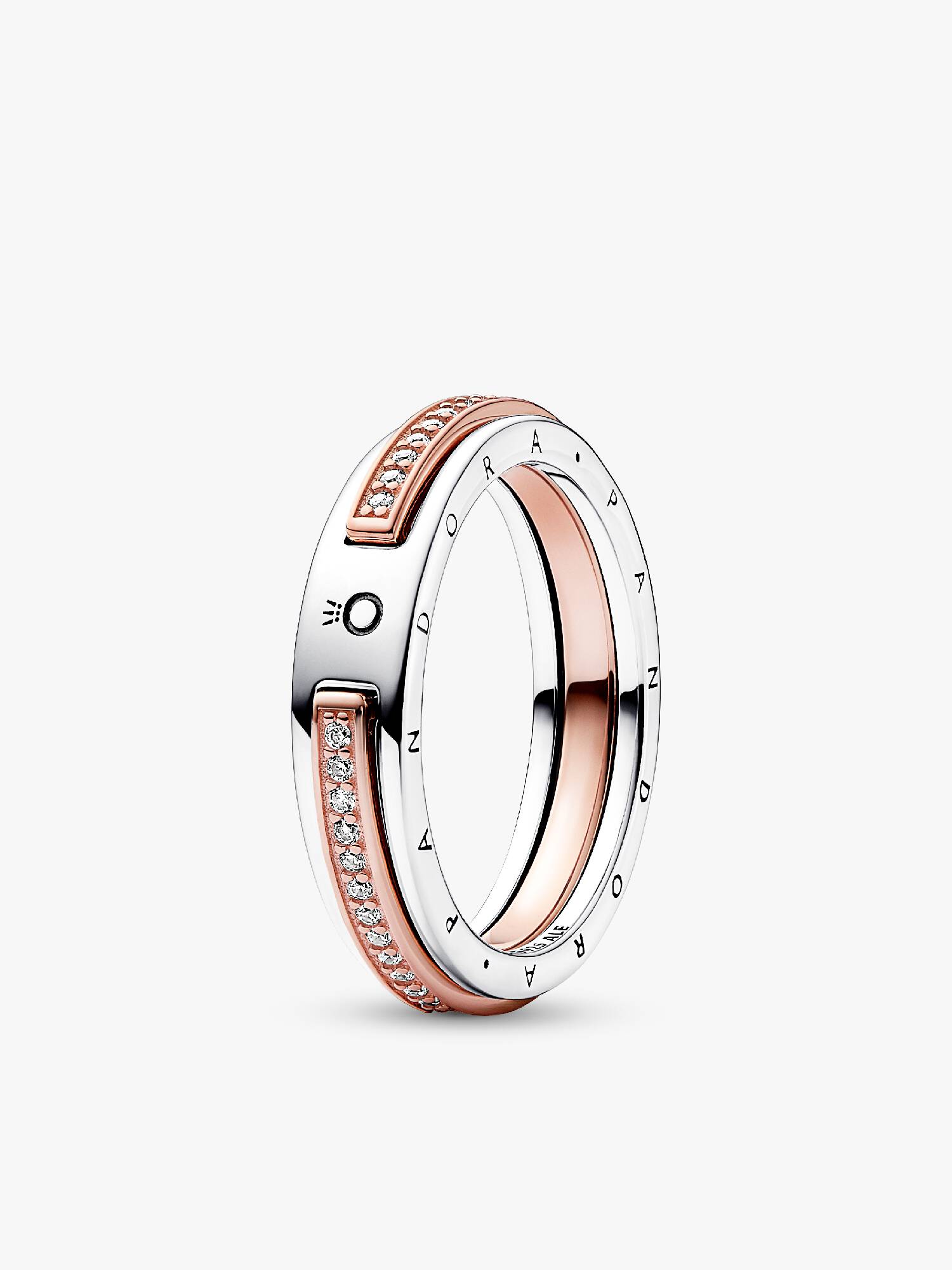 Pandora Signature Two-Tone Logo & Pavé Ring
