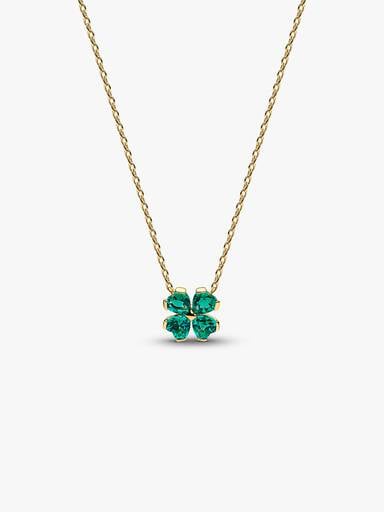 Green Lucky Clover Pendant Necklace