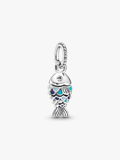 Blue Scaled Fish Dangle Charm