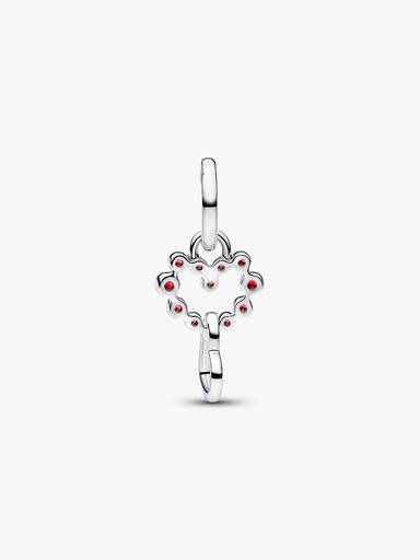 Connected Hearts & Red Stones Dangle Charm