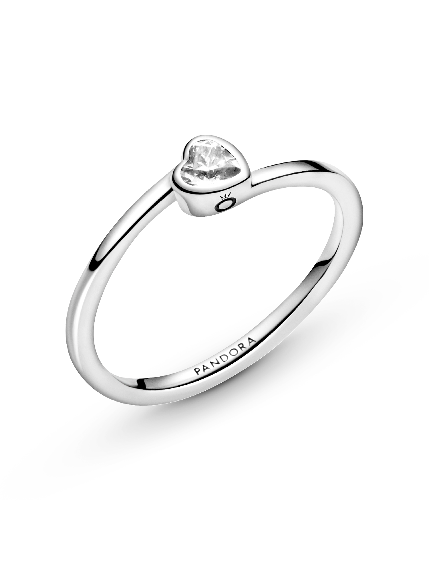 Clear Tilted Heart Solitaire Ring | Sterling silver | Pandora SG