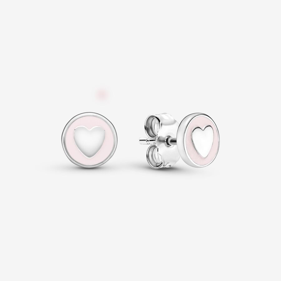 Polished Pink Heart Stud Earrings image number 0