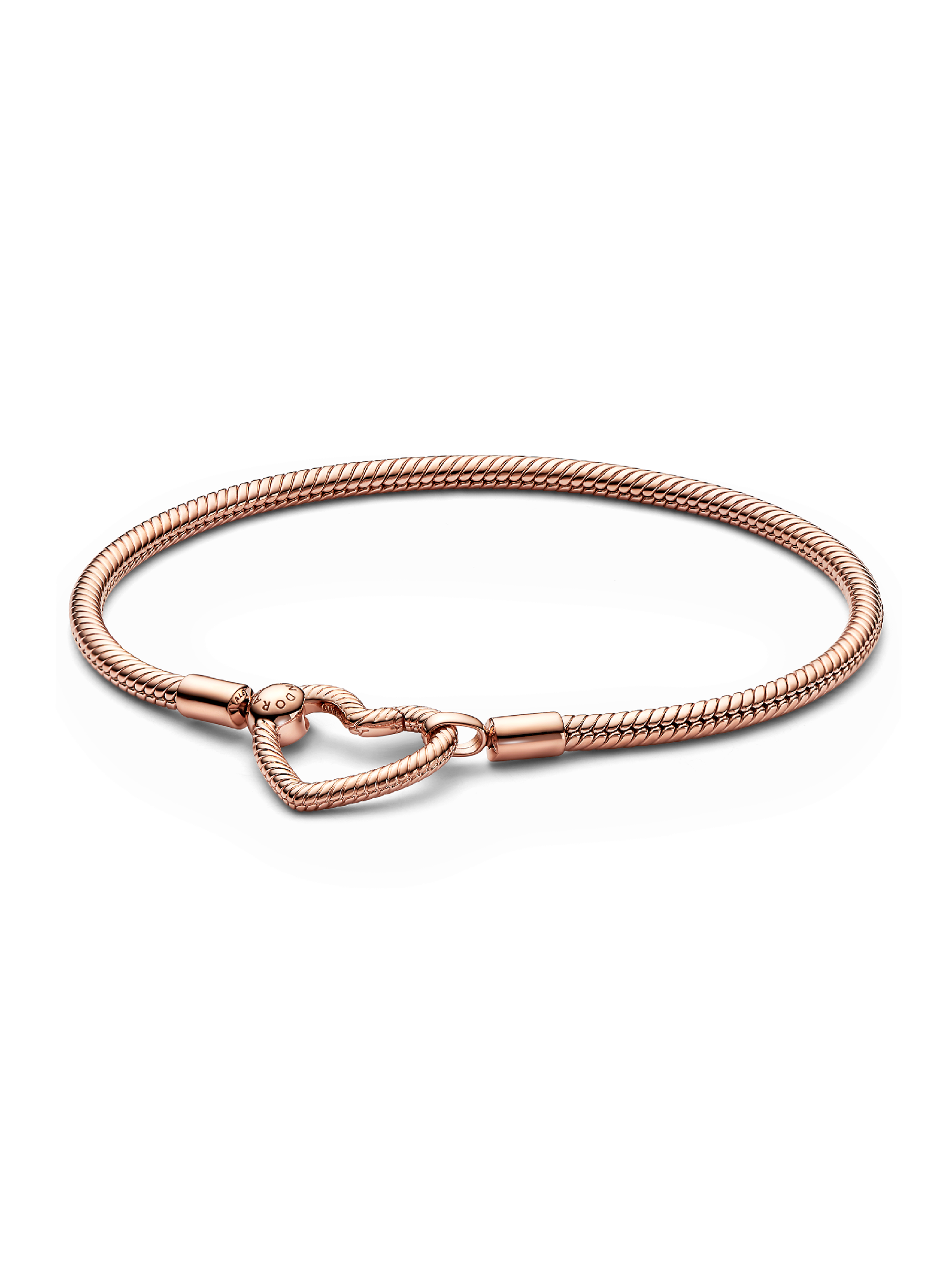 Pandora Moments Heart Closure Snake Chain Bracelet | Rose gold