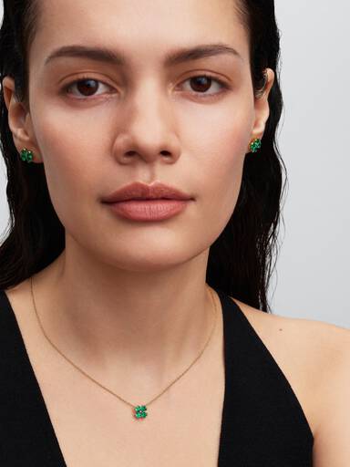 Green Lucky Clover Pendant Necklace