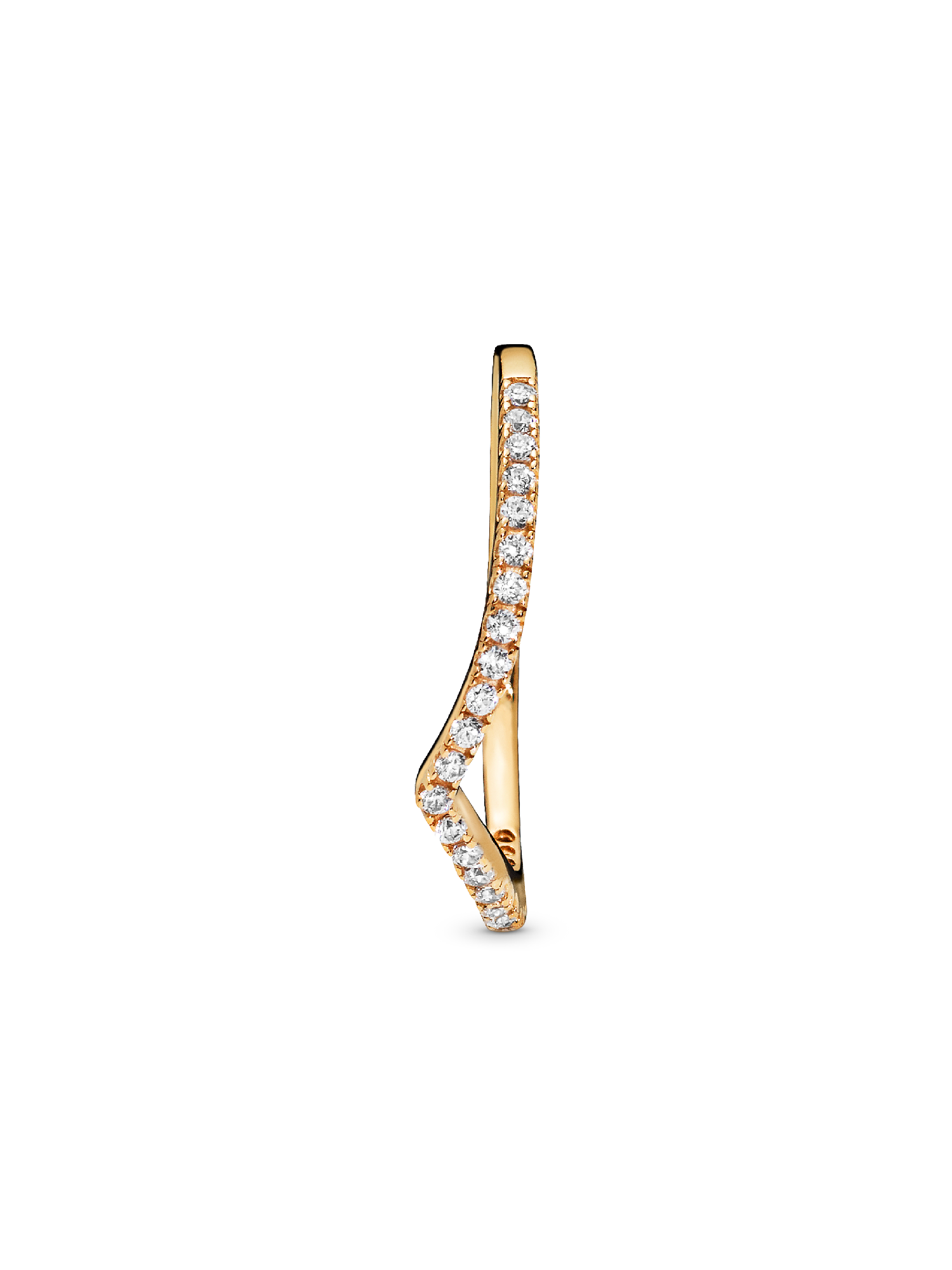 Sparkling Wishbone Ring | Gold plated | Pandora SG