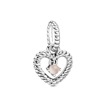 June Misty Rose Heart Hanging Charm with Man-Made Misty Rose Crystal