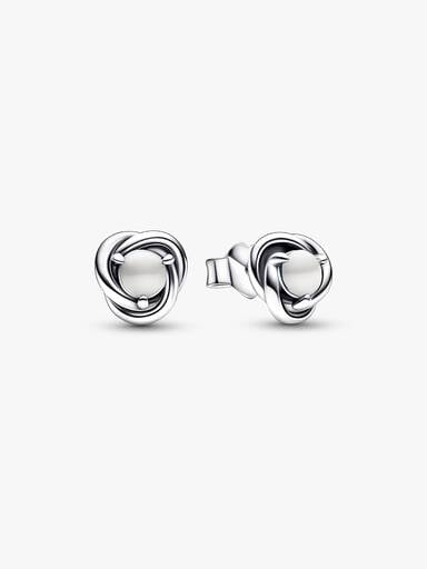 June Crystal Birthstone Eternity Circle Stud Earrings
