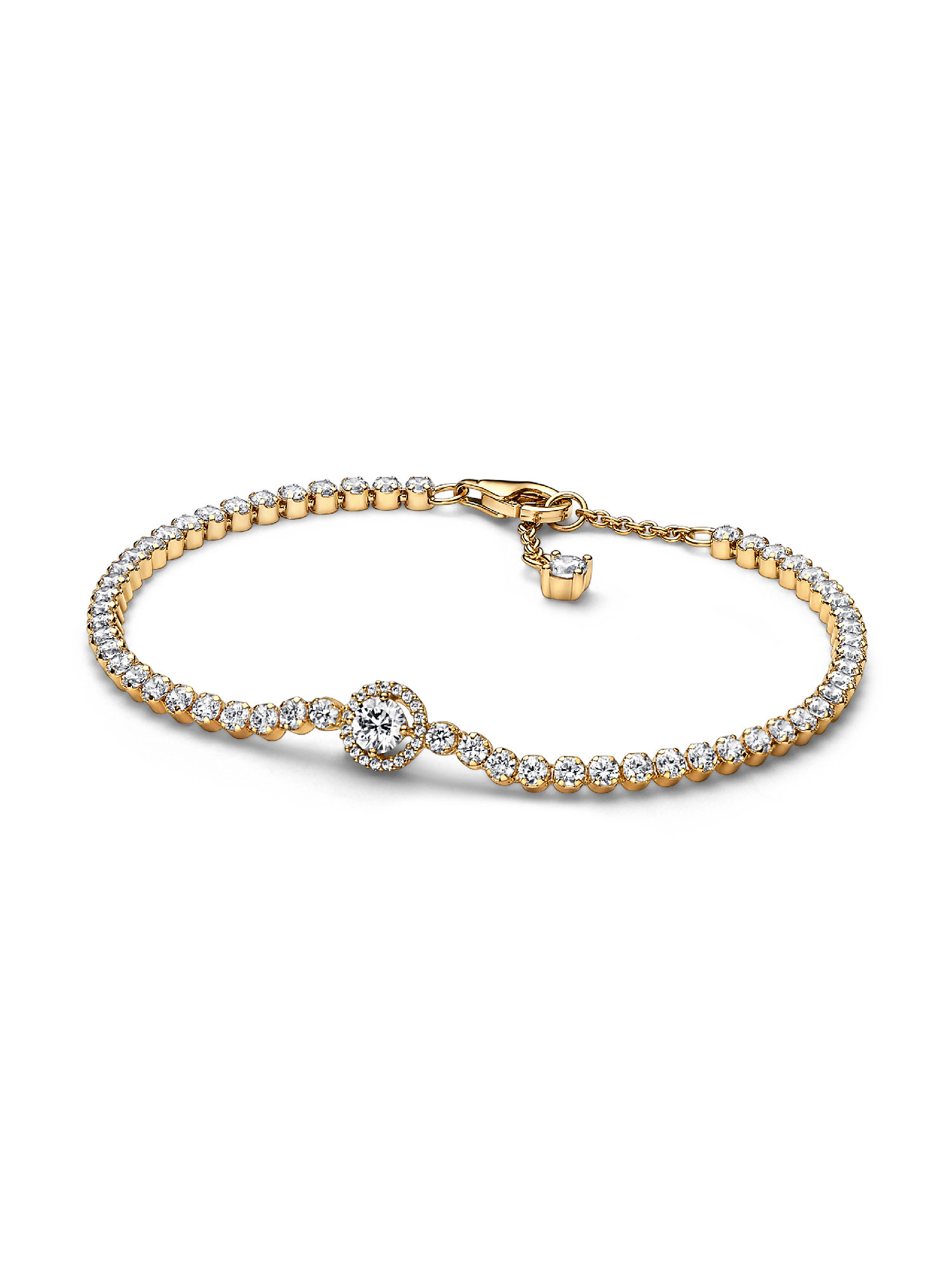 Sparkling Halo Tennis Bracelet | Gold plated | Pandora SG
