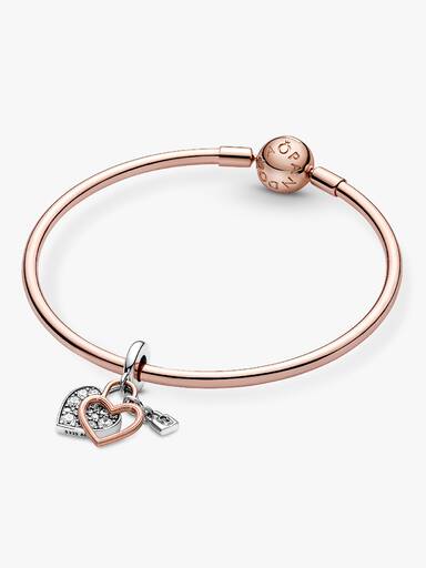 Heart Padlock Double Dangle Charm