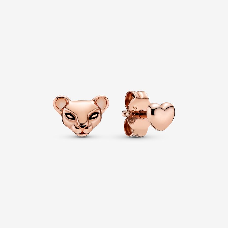 Lioness & Heart Stud Earrings image number 0