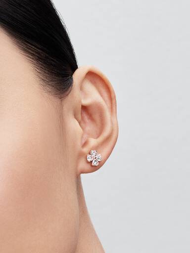 Sparkling Lucky Clover Stud Earrings