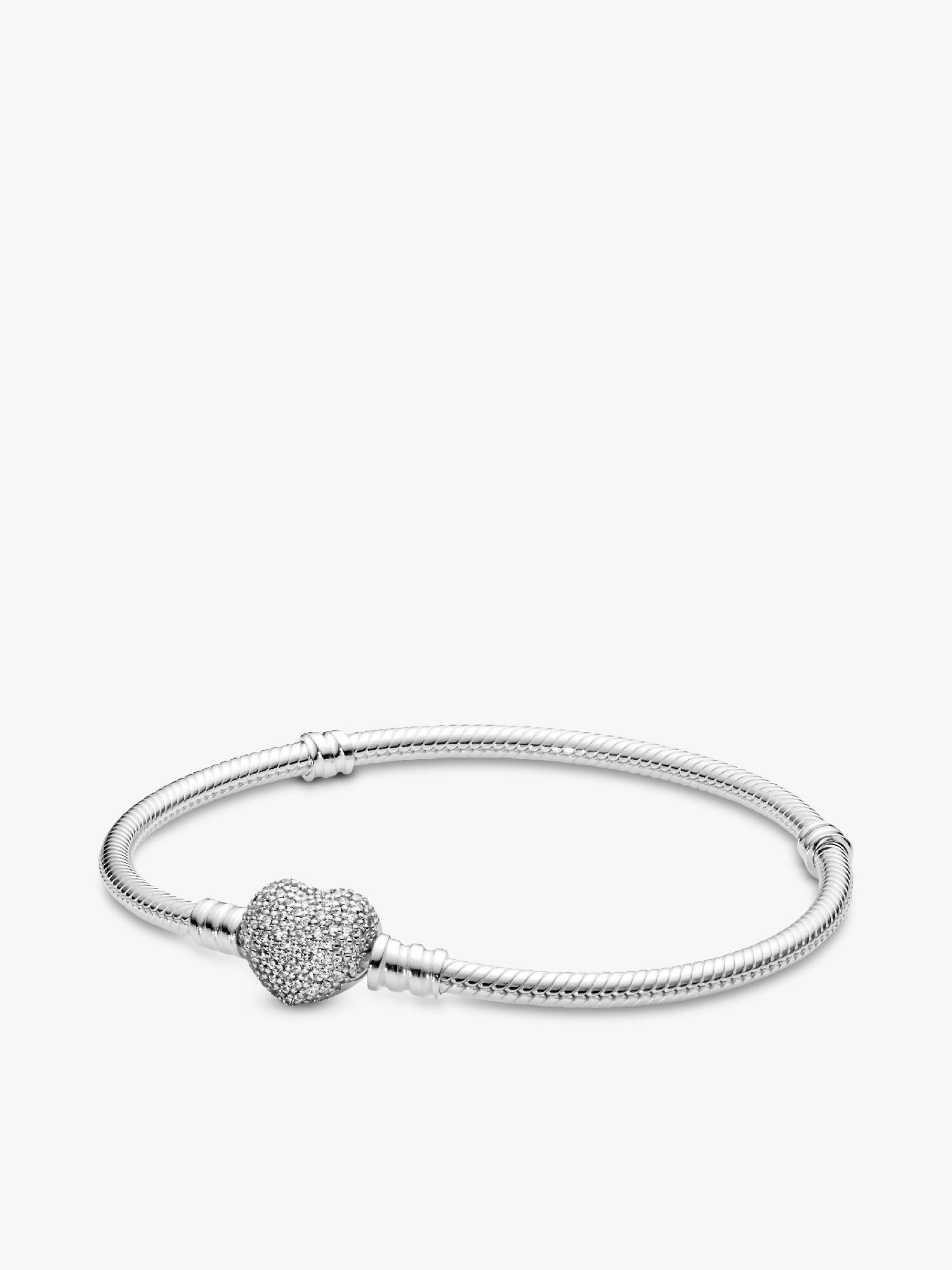 Sparkling Heart & Snake Chain Bracelet