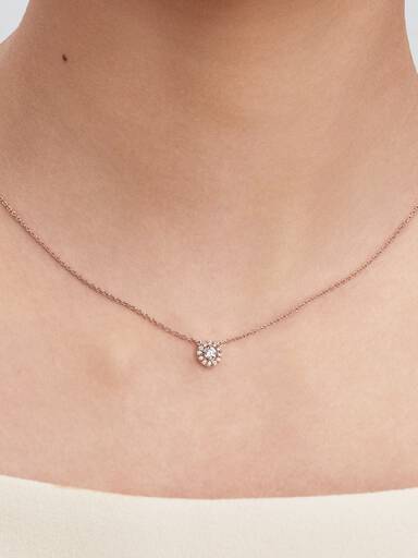 Round Pavé Halo Pendant Necklace