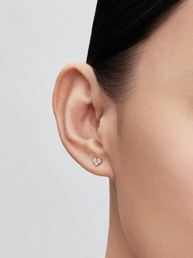 Triple Stone Heart Stud Earrings
