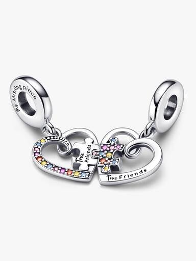 Puzzle Piece Hearts Splittable Friendship Dangle Charm
