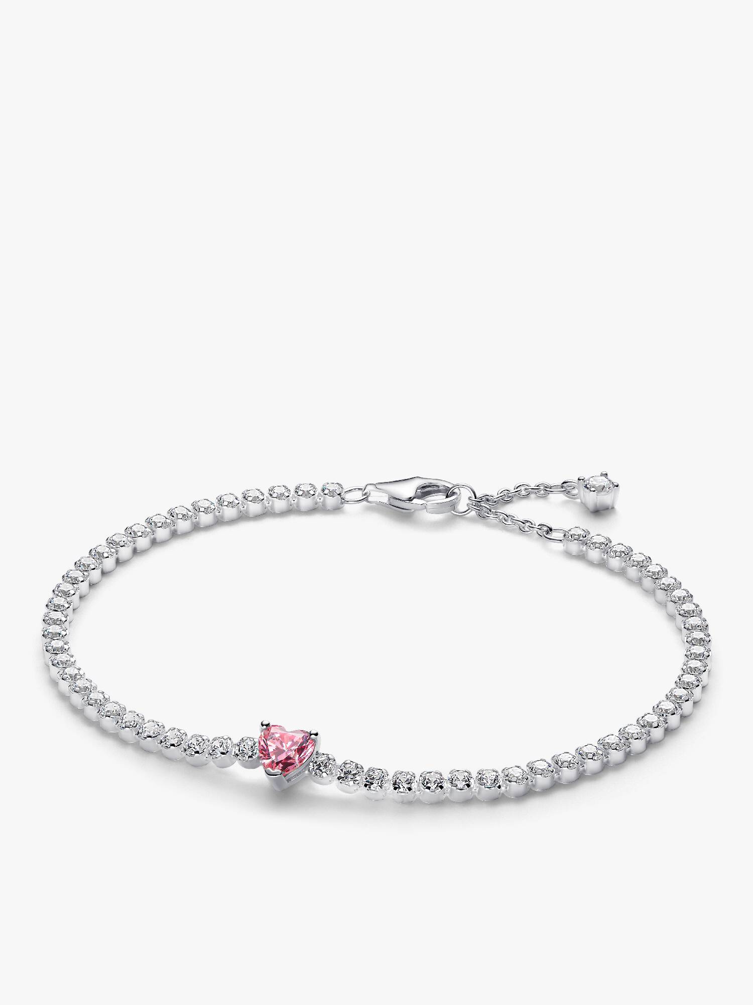 Pink Sparkling Heart Tennis Bracelet