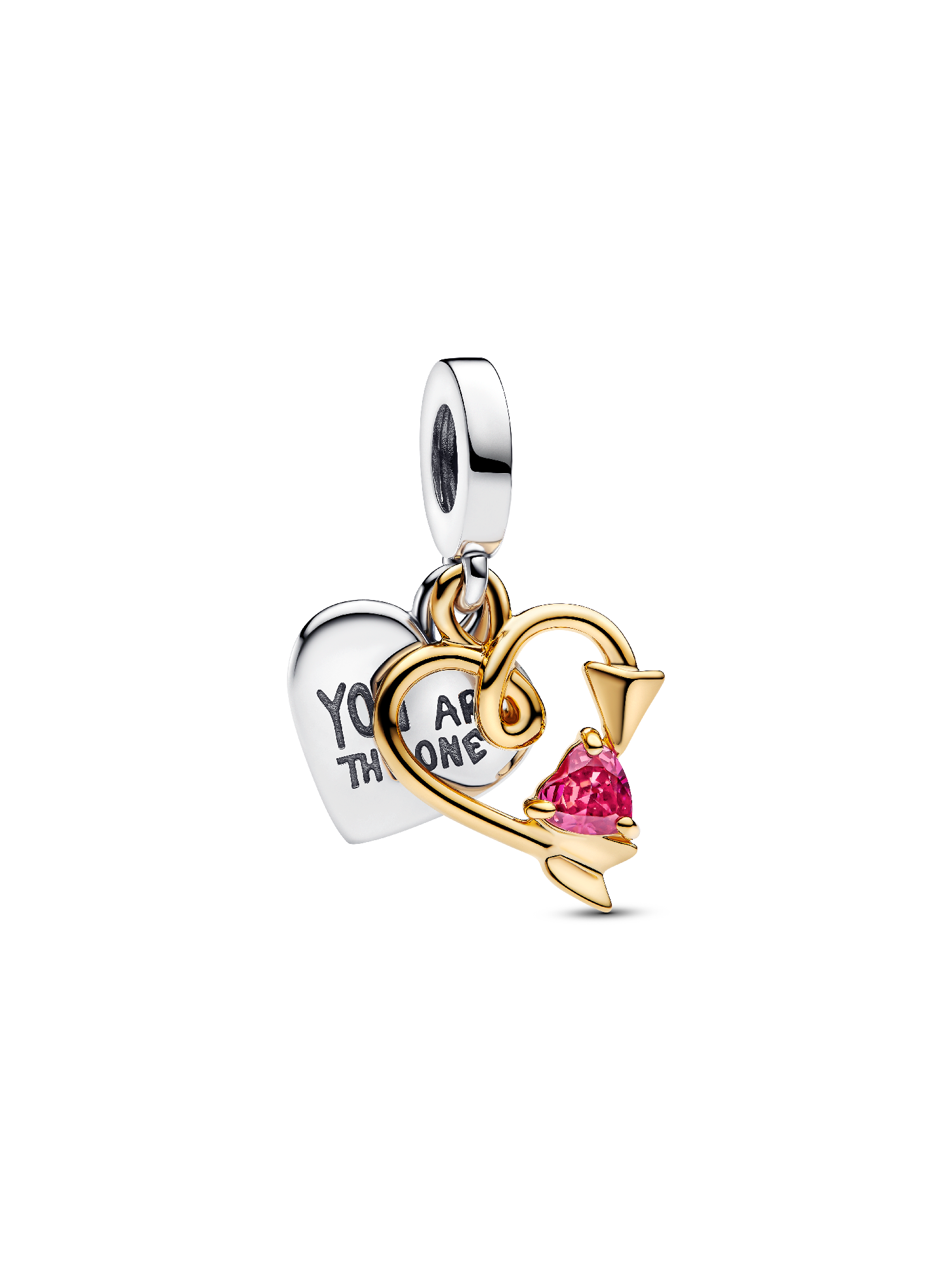 Engravable Heart & Arrow Double Dangle Charm | Two-tone | Pandora SG
