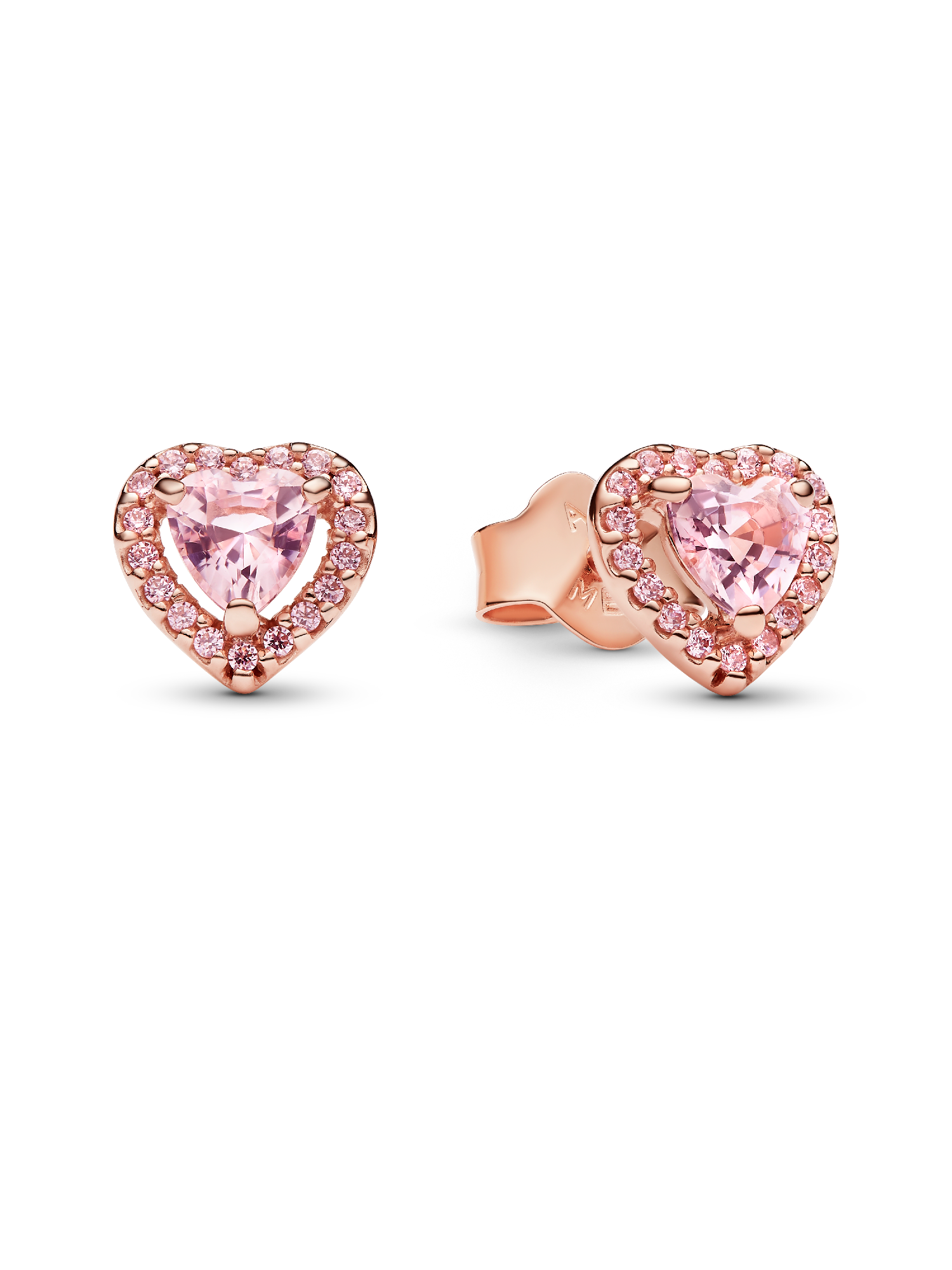 Pink Elevated Heart Stud Earrings