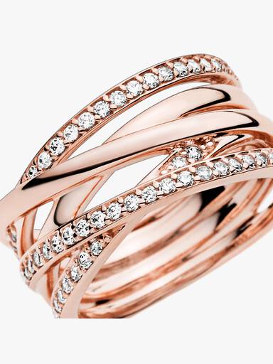 Pandora Rose Sparkling & Polished Lines Ring