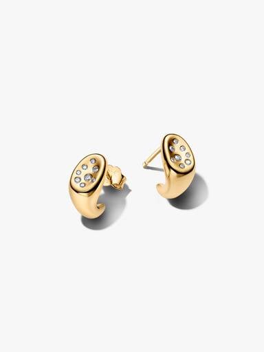 Organically Shaped Stone-Set Stud Earrings