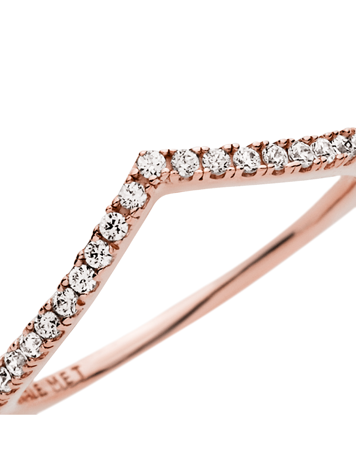 Sparkling Wishbone Ring | Rose gold plated | Pandora SG