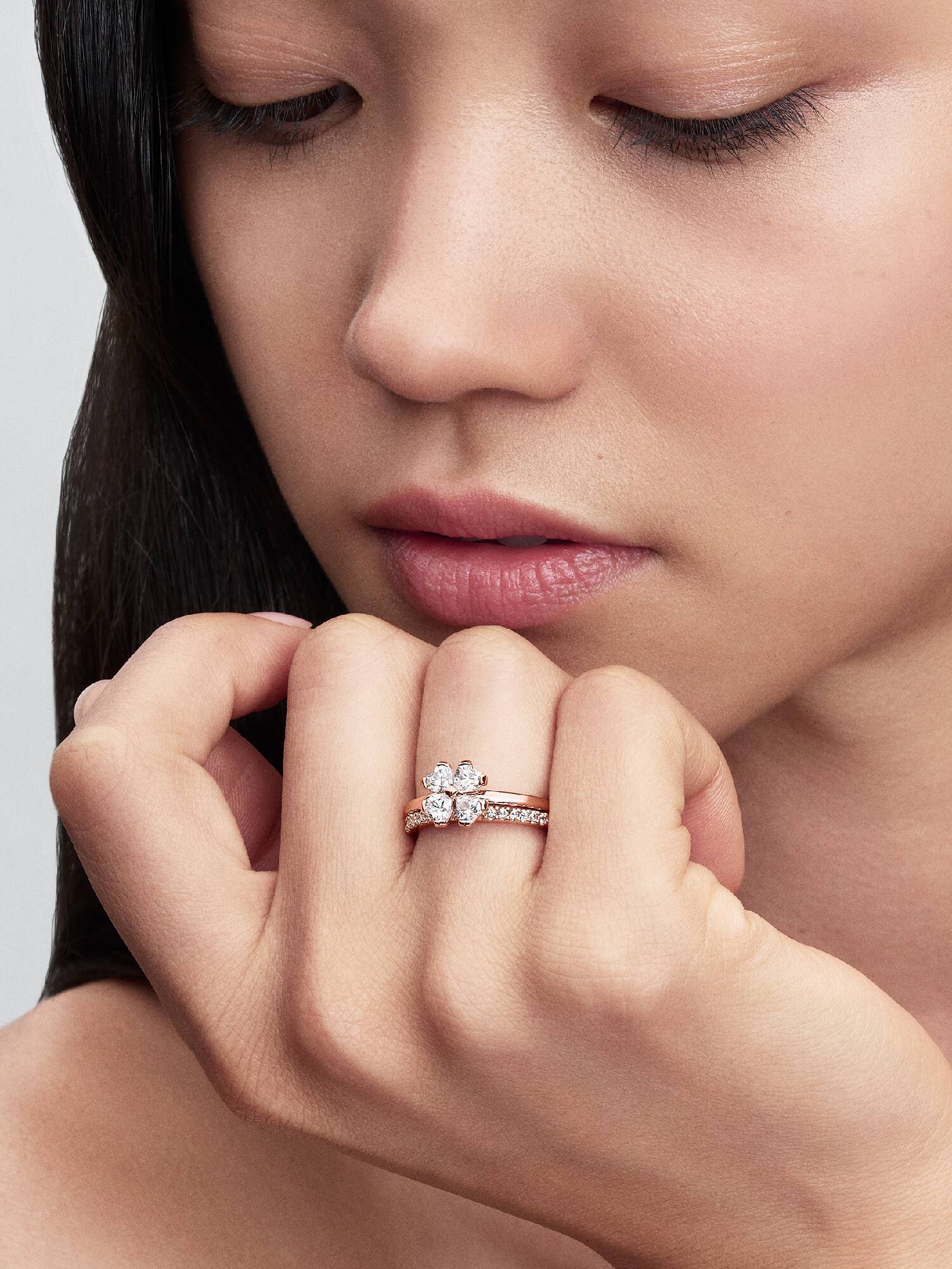 Sparkling Lucky Clover Splittable Ring