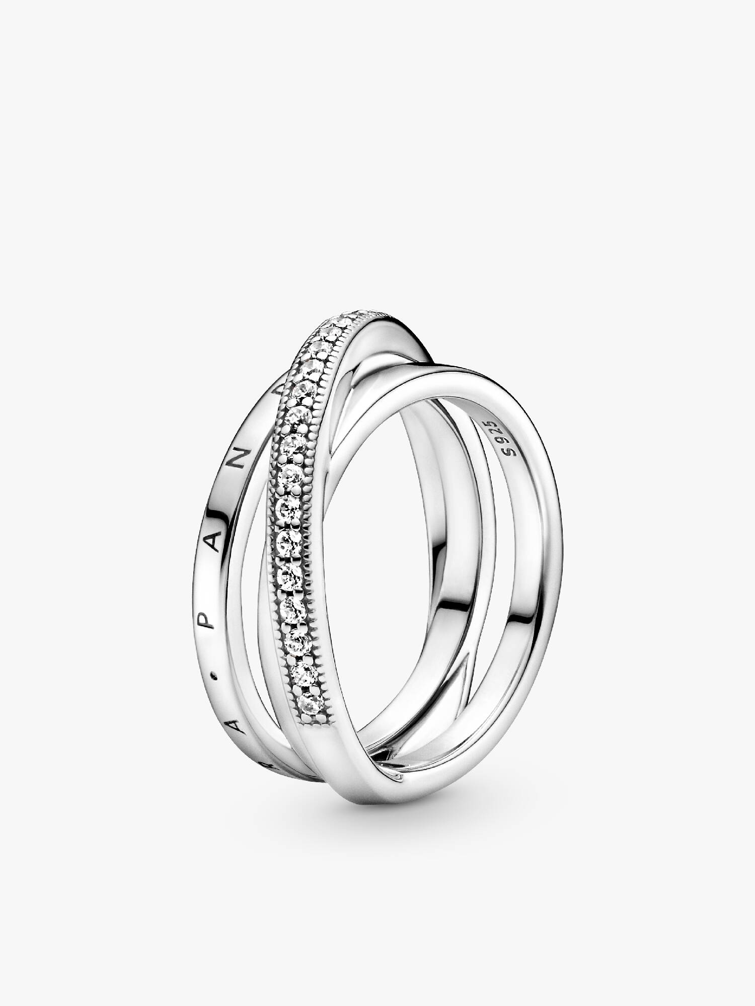 Crossover Pavé Triple Band Ring