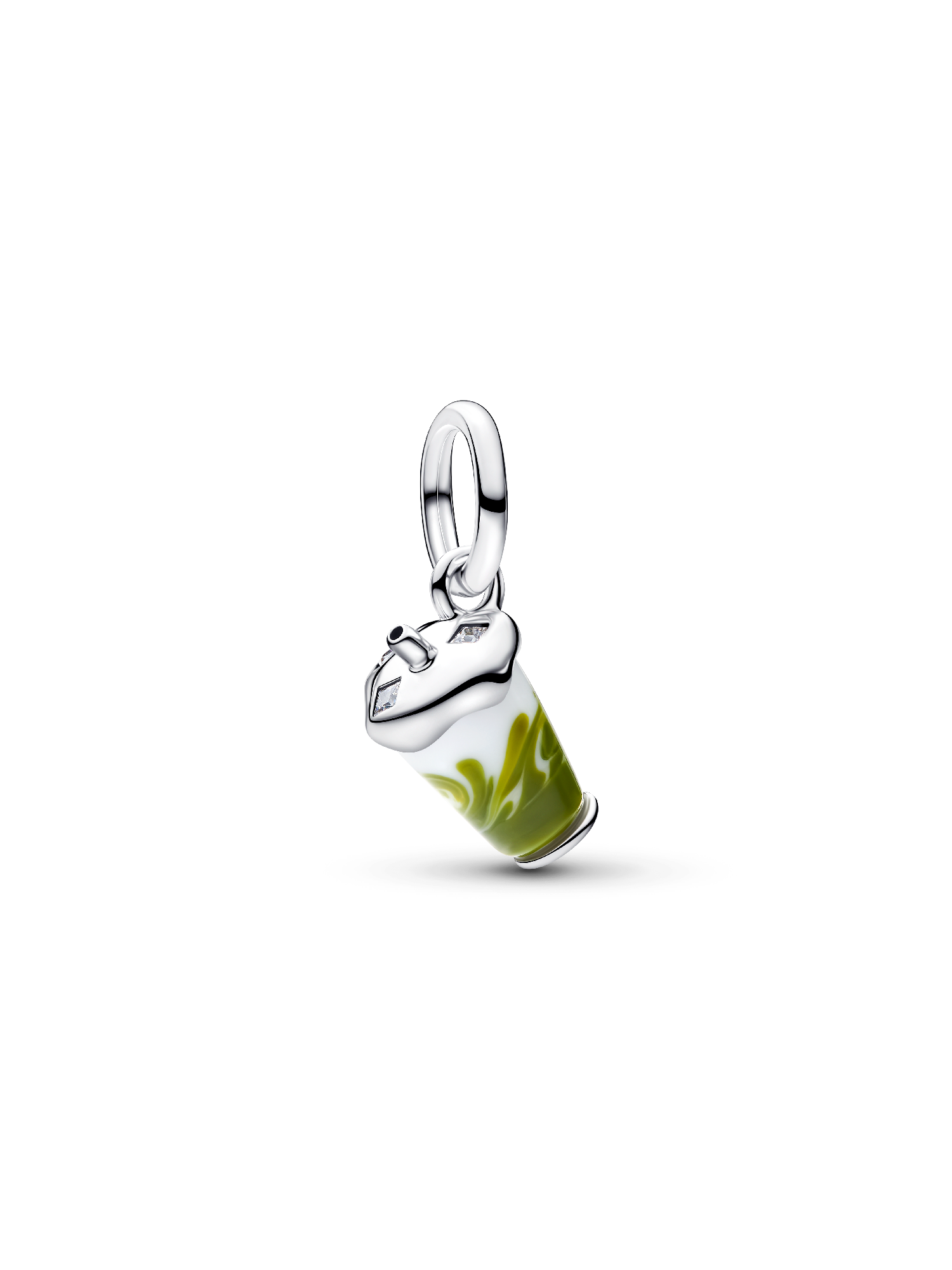 Iced Matcha Latte Murano Glass Dangle Charm | Sterling silver