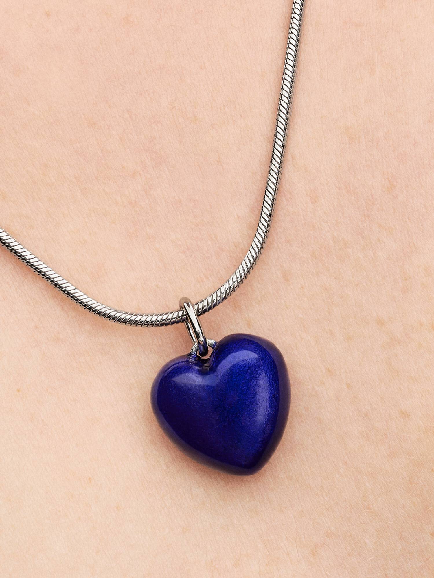 Blue Puffy Heart Dangle Charm