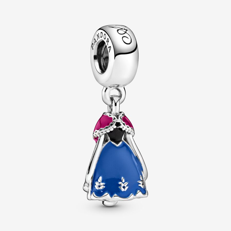 Disney Anna dress silver dangle with blue, pink and black enamel image number 0