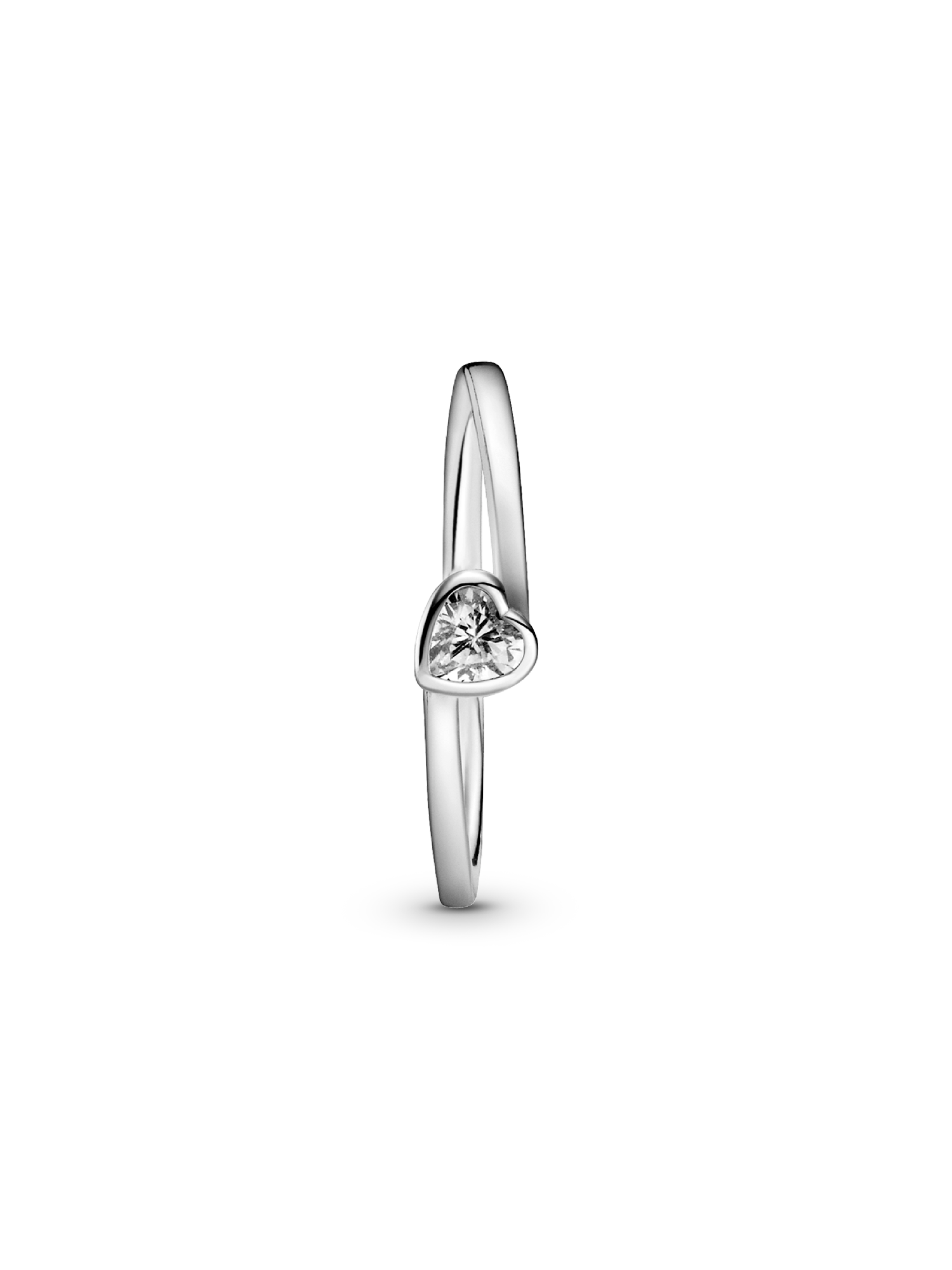 Clear Tilted Heart Solitaire Ring | Sterling silver | Pandora SG