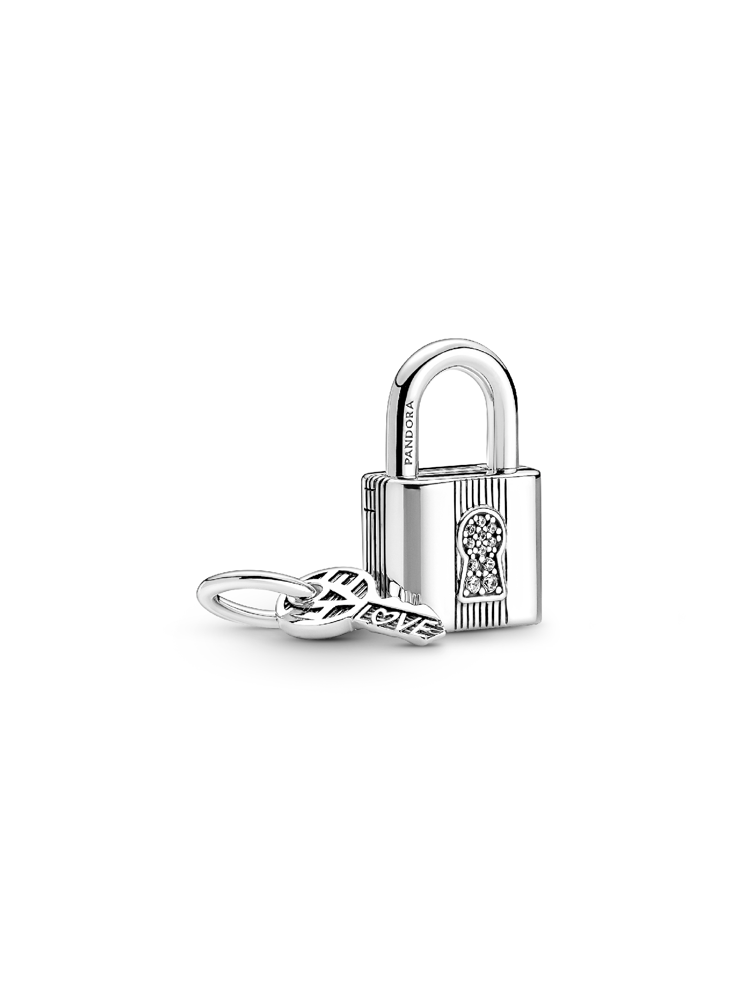 Padlock and Key Dangle Charm | Sterling silver | Pandora SG