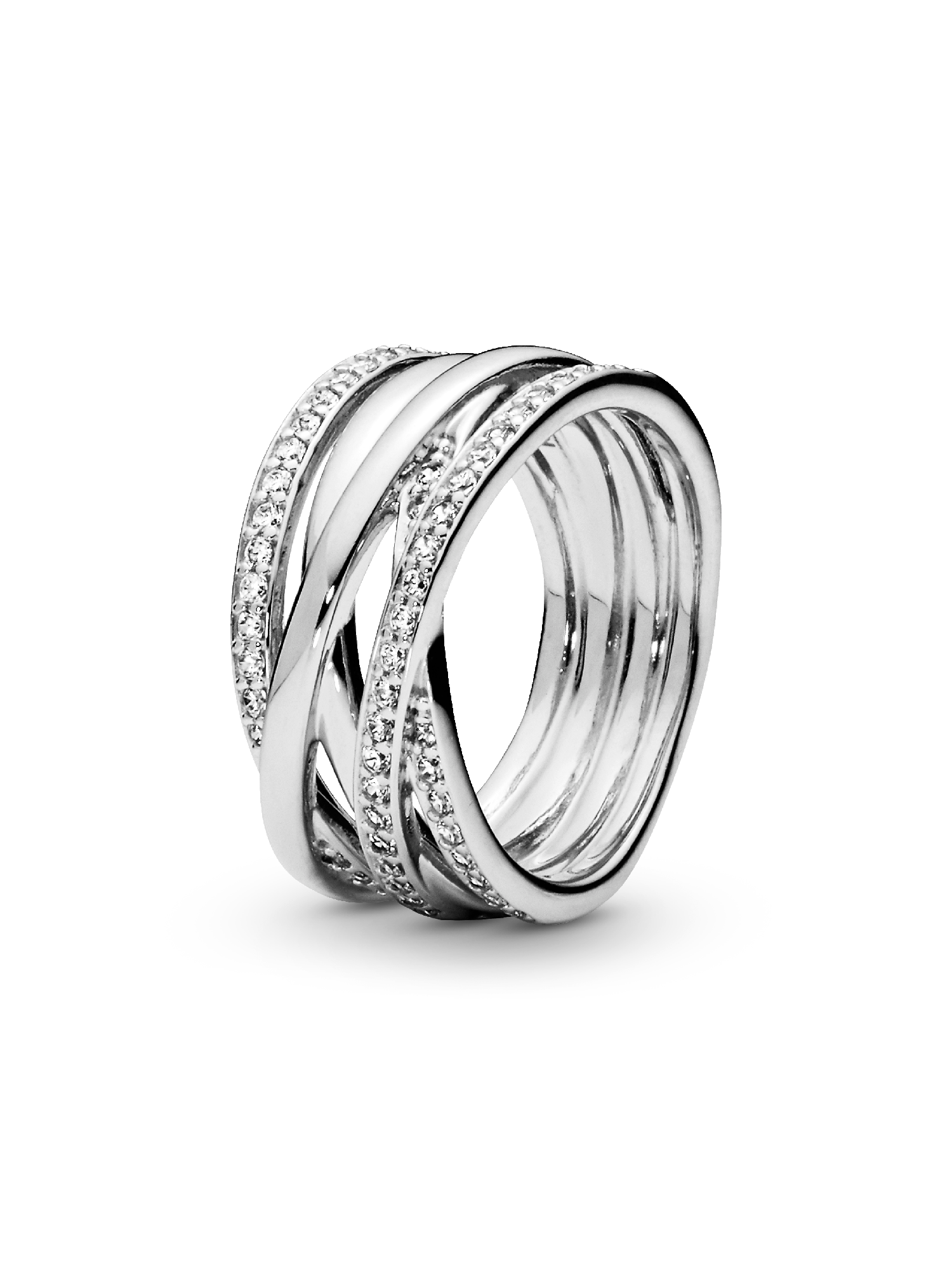 ②Own Light Mix Ring【#Casual】（Silver) Sparkling & Polished Lines Ring | Sterling silver | Pandora SG