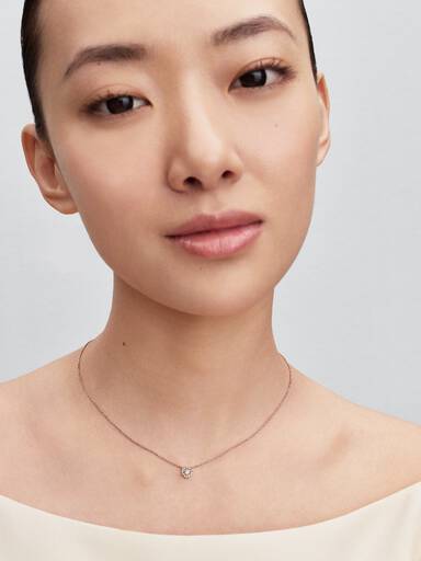 Round Pavé Halo Pendant Necklace