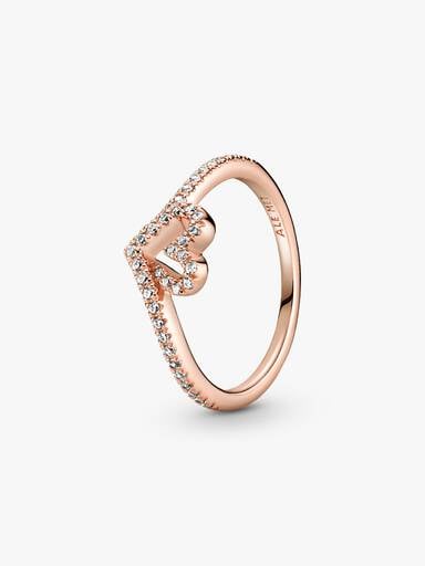 Sparkling Wishbone Heart Ring
