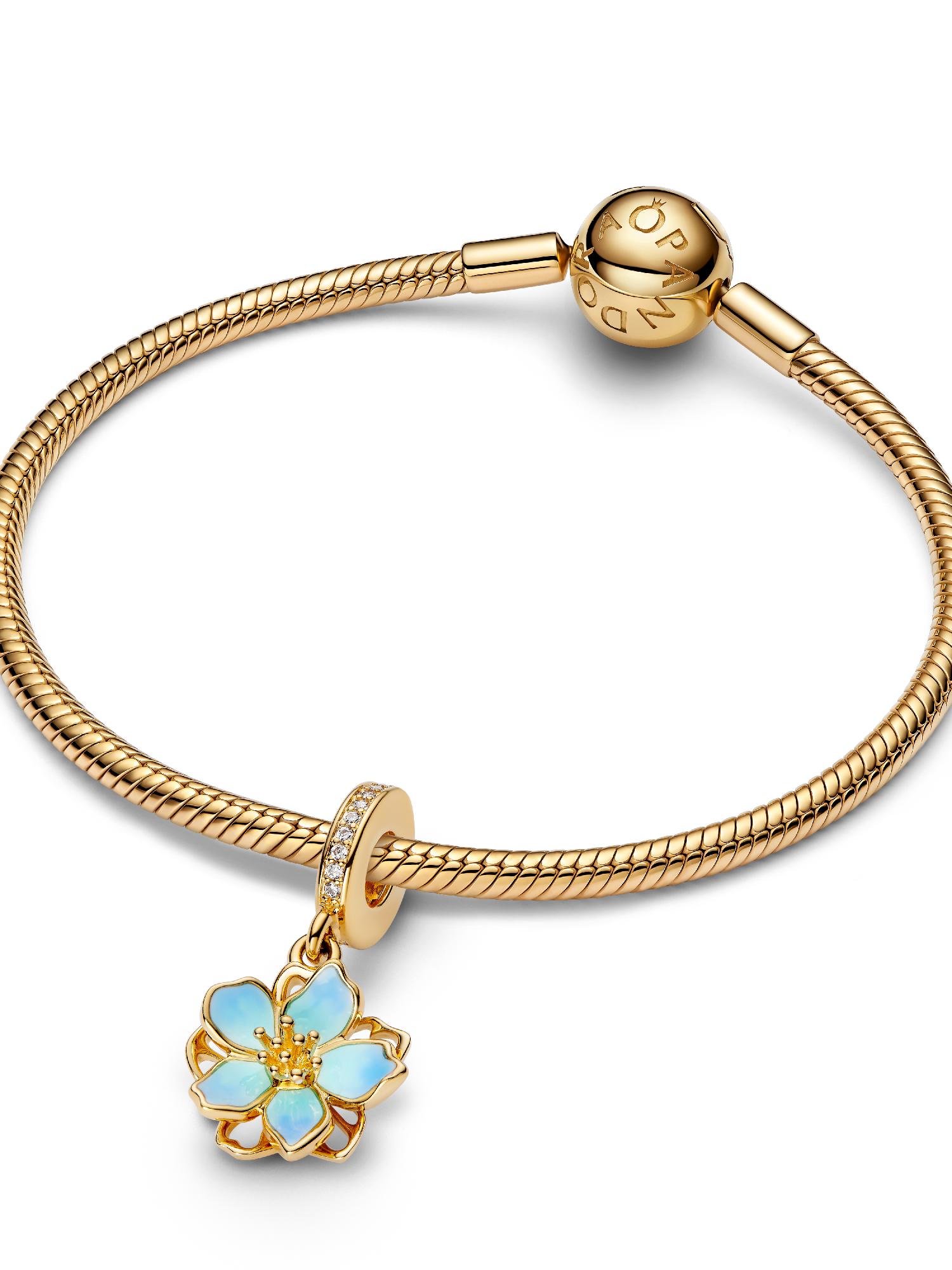 Blue Blossom Dangle Charm | Gold plated | Pandora SG