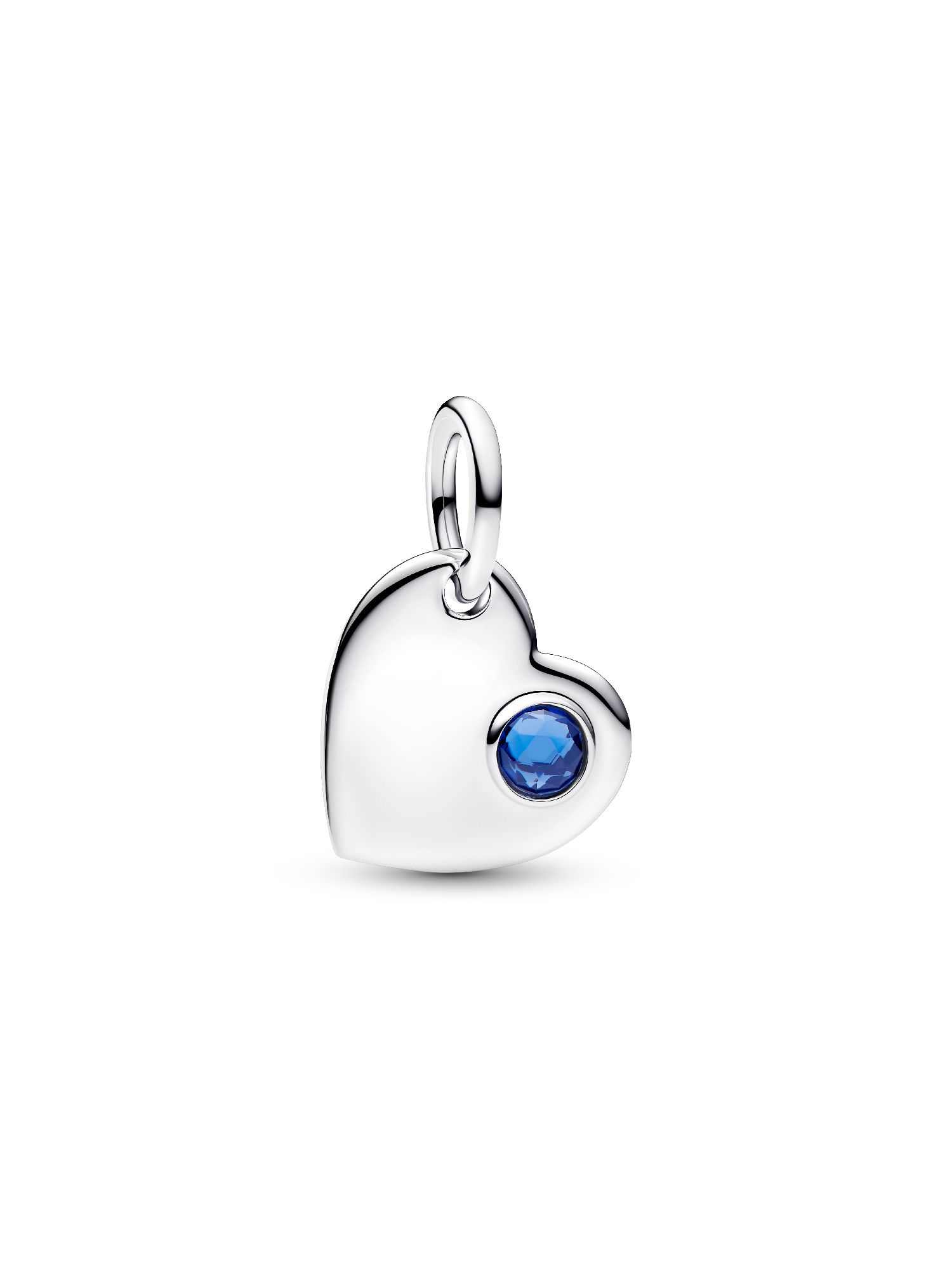 September Engravable Heart Blue Stone Dangle Charm | Sterling