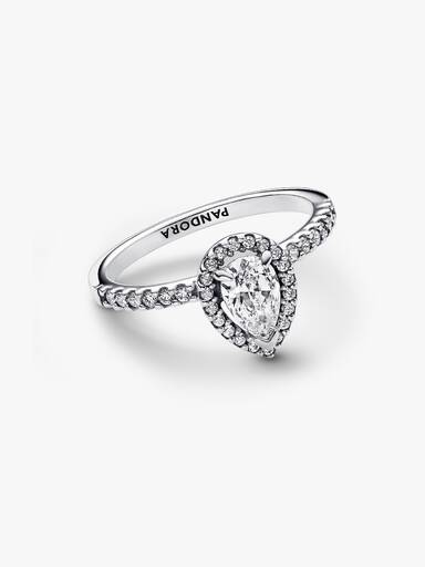 Sparkling Pear Halo Ring